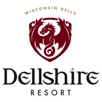 DellShire Resort logo: maroon crest above the stylized 'DellShire Resort' wordmark with 'Wisconsin Dells' curved text.